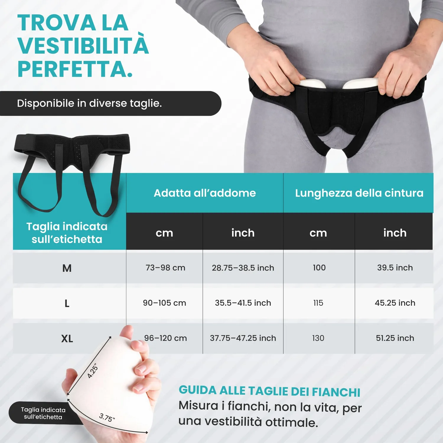 BeFit24 Cintura Ernia Inguinale Uomo XL Silicone