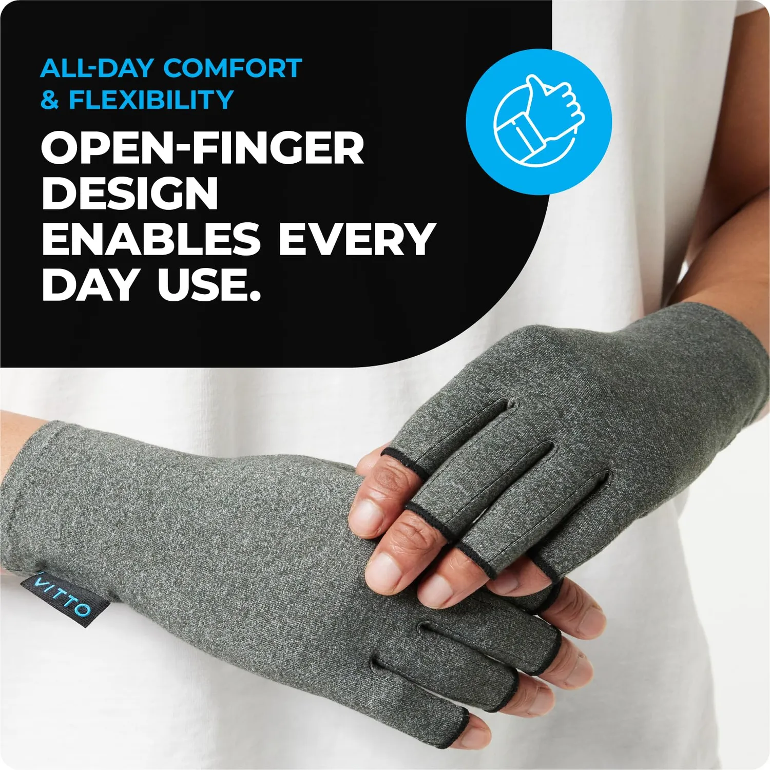 VITTO Anti-Arthritis guanti compressione grigi 1 paio cotone